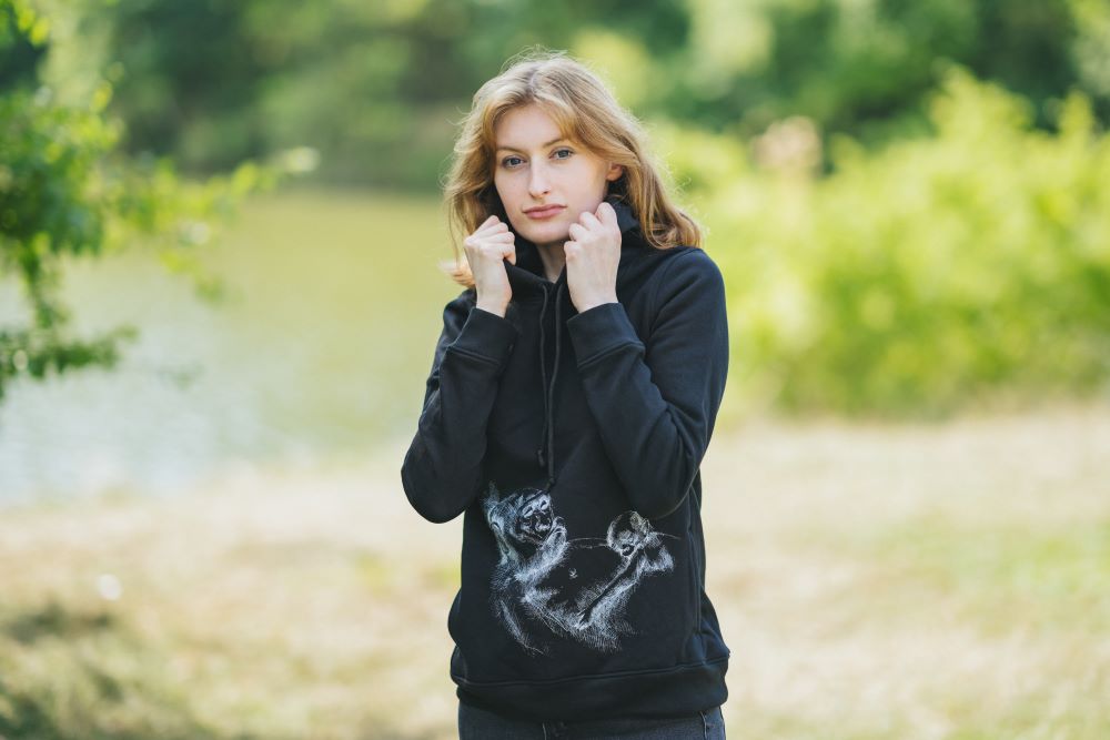 Borstvoedingshoodie Monkey Mum® zwart - aapje