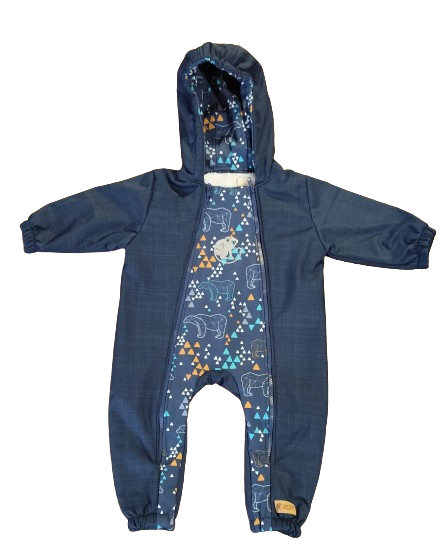 Monkey Mum® Kinder winter-softshelloverall met teddyvoering - Sprookjesachtig bedtijdverhaaltje met beer - maat 62/68, 74/80