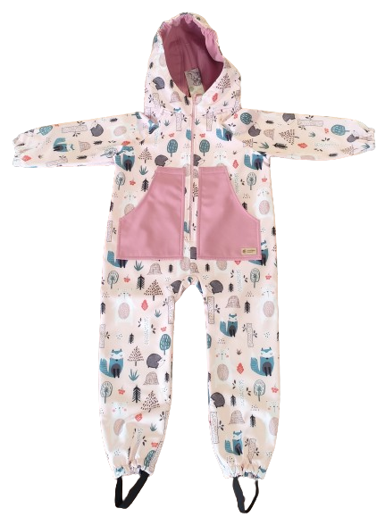 Monkey Mum® Softshelloverall met membraan – Dagdieren - maat 98/104, 110/116