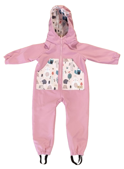 Monkey Mum® Softshelloverall met membraan – Suikerdiertjes - maat 98/104, 110/116