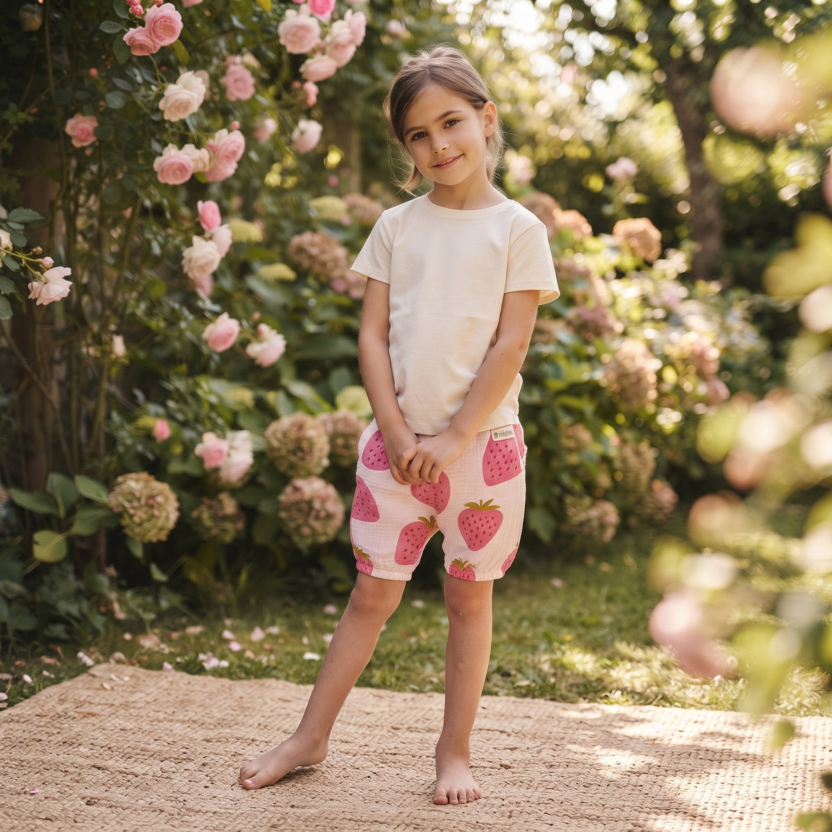 Mousseline shortje Monkey Mum® - Aardbei
