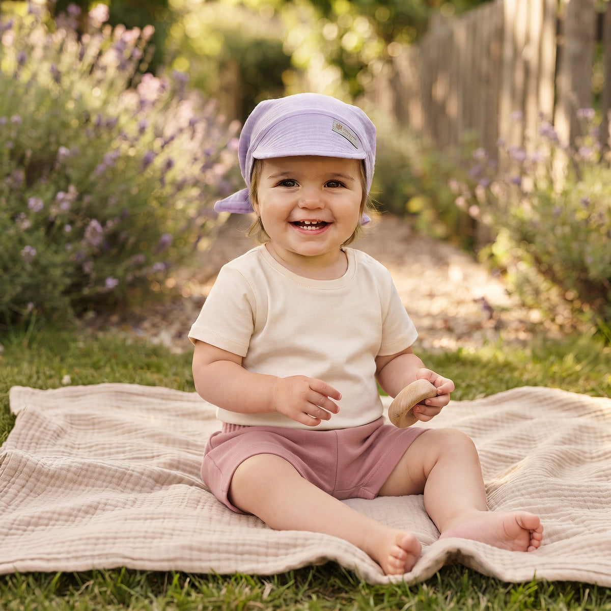 Mousseline sjaaltje met klep Monkey Mum® - Viooltje