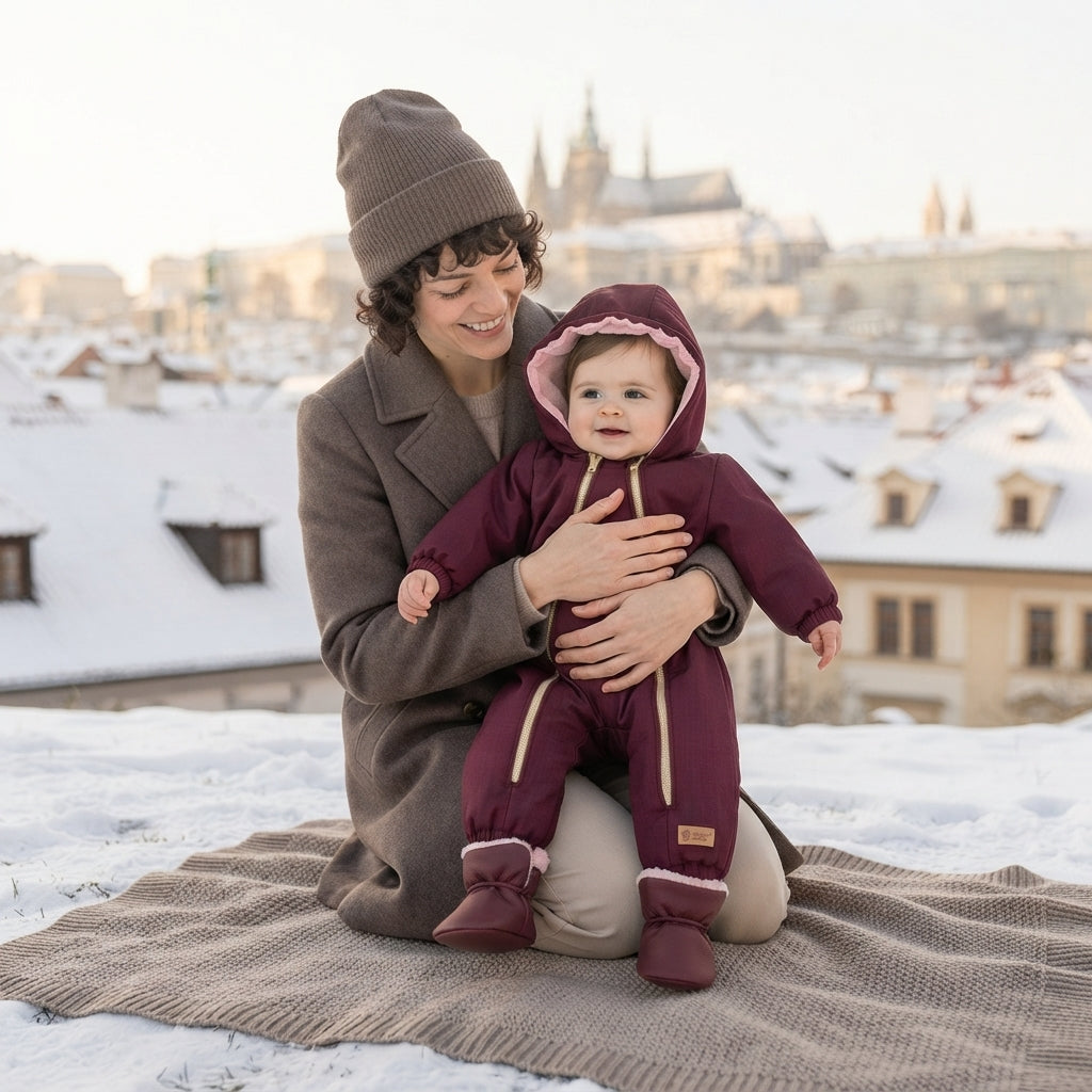 Monkey Mum® Kinder-winter-softshellpak met teddyfleece - Bordeaux Roodkapje - maat 62/68, 74/80