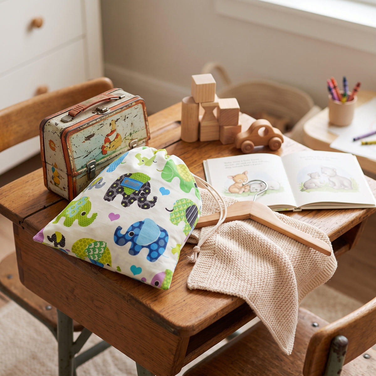 Stoffen zak Monkey Mum® - Vrolijke olifant