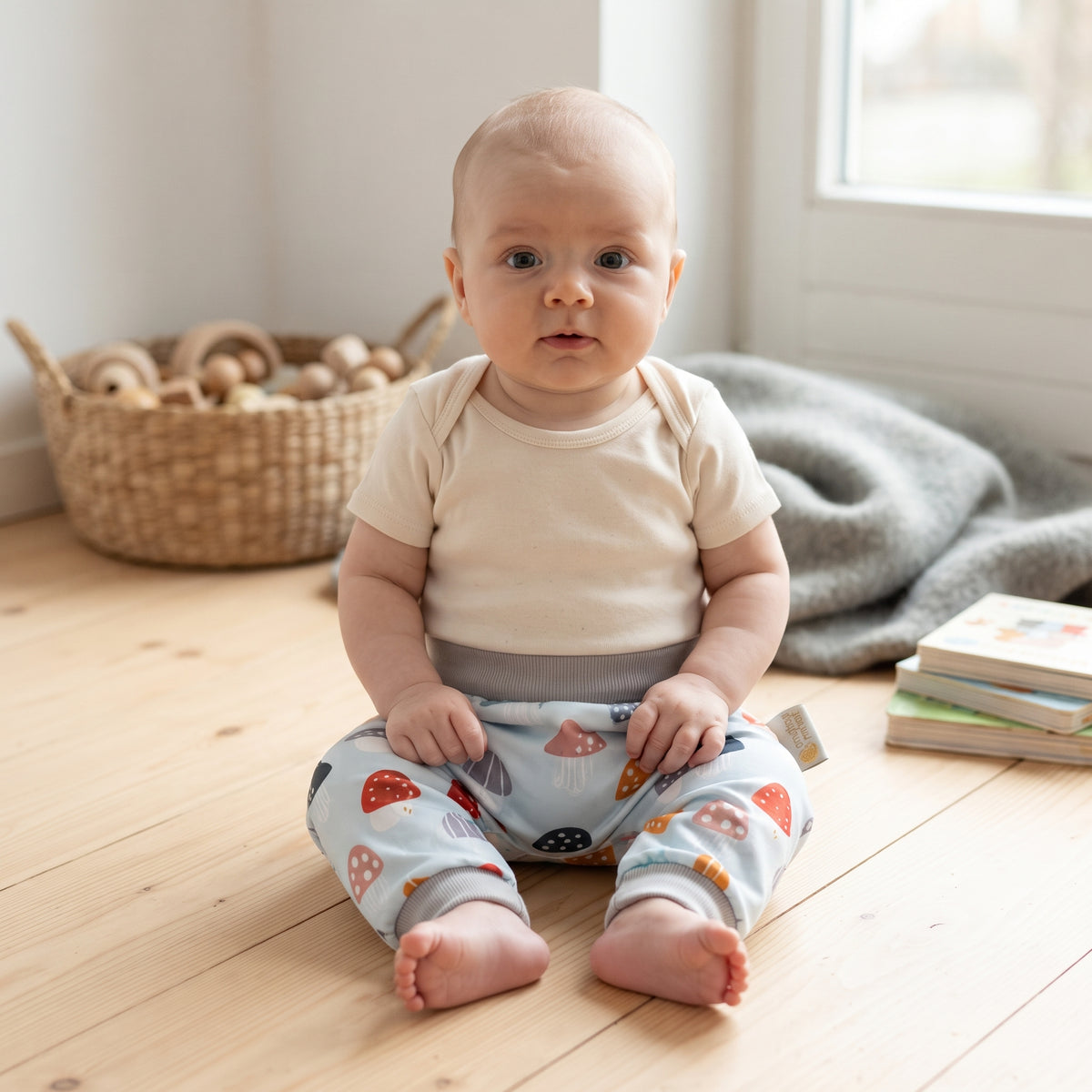 Kinder-softshellbroek met membraan Monkey Mum® - Kleurrijke vliegenzwammen