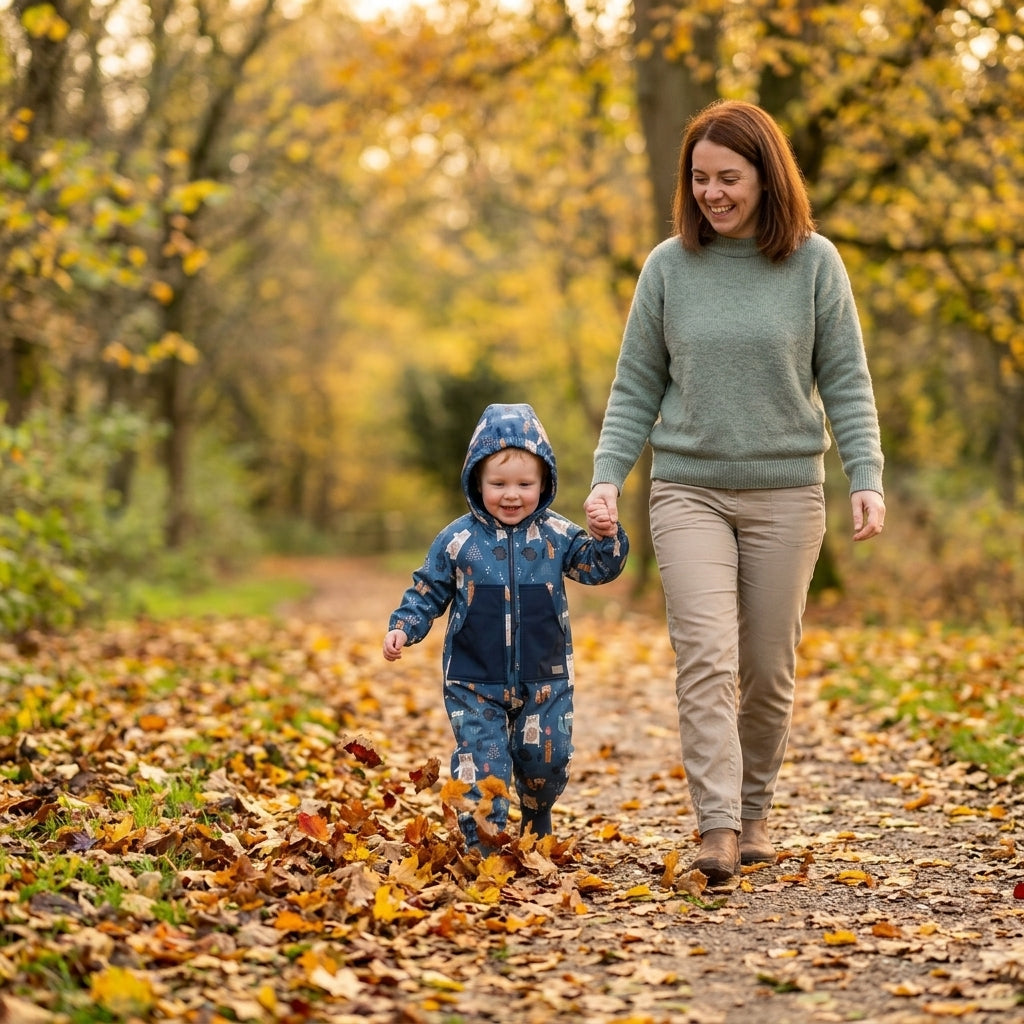 Monkey Mum® Softshelloverall met membraan – Nachtdiertjes - maat 98/104, 110/116