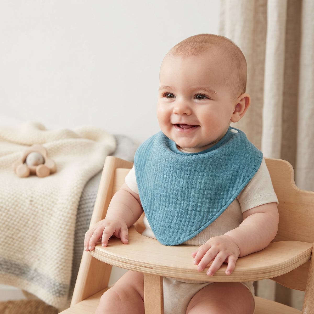 Mousseline slabbetje Monkey Mum® - Muntgroen