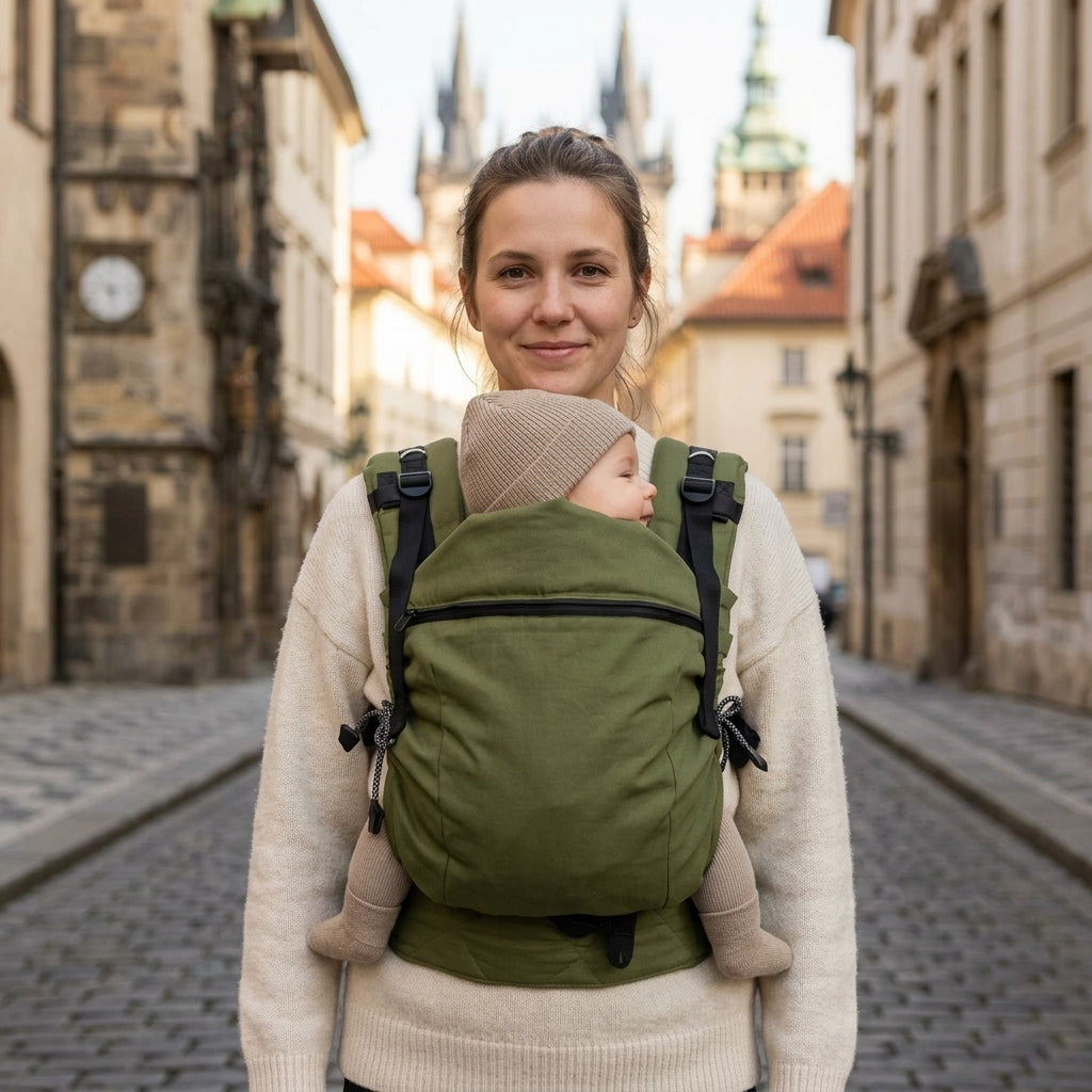 Verstelbare ergonomische draagzak Monkey Mum® Carrie - Boskleuren