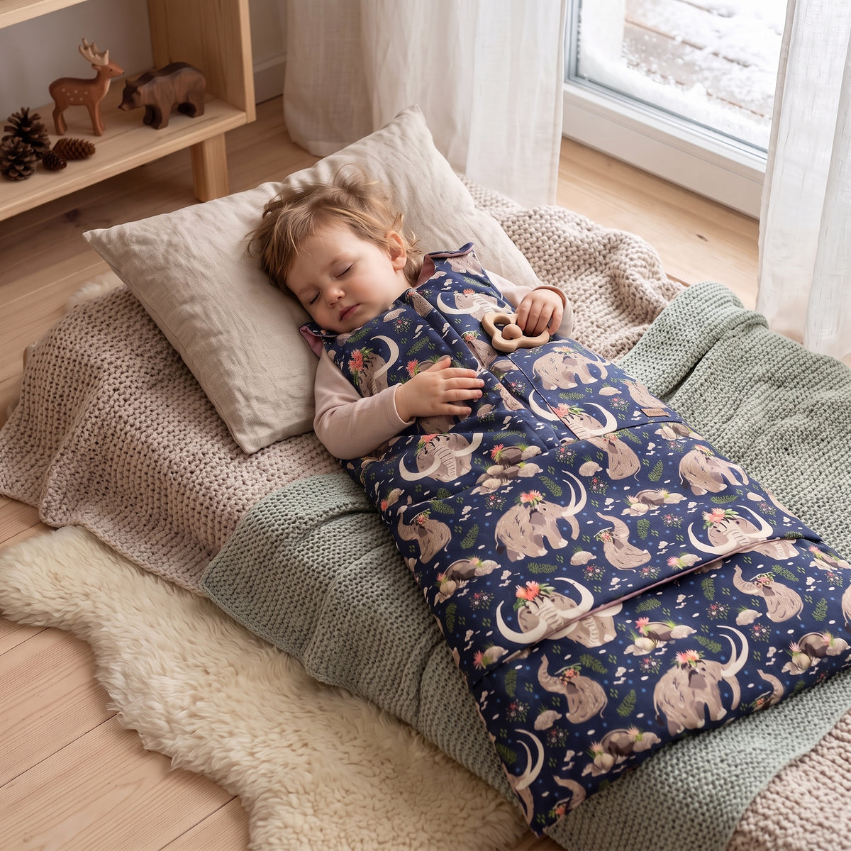 Winterse meegroei-slaapzak Monkey Mum® 0 - 4 jaar - set - Mamoetprinses