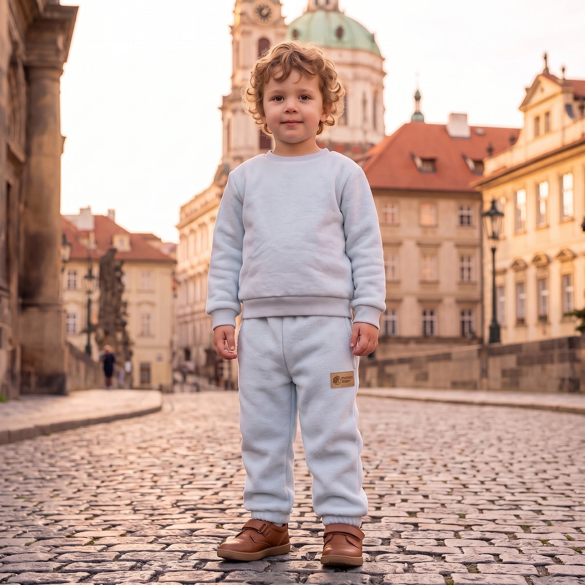 Monkey Mum® Fleecesweatbroek - Lichtblauw