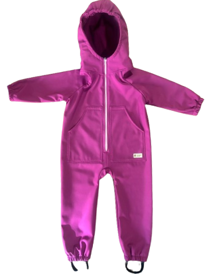 Monkey Mum® Softshelloverall met membraan – Sappige framboos - maat 98/104, 110/116