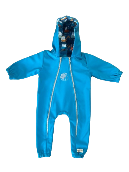 Monkey Mum® Softshelloverall met membraan – Vrolijke bouwplaats - maat 62/68, 74/80