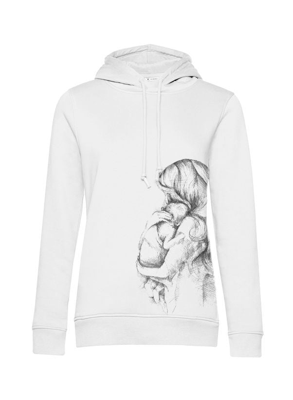 Borstvoedingshoodie Monkey Mum® wit - liefhebbende mama