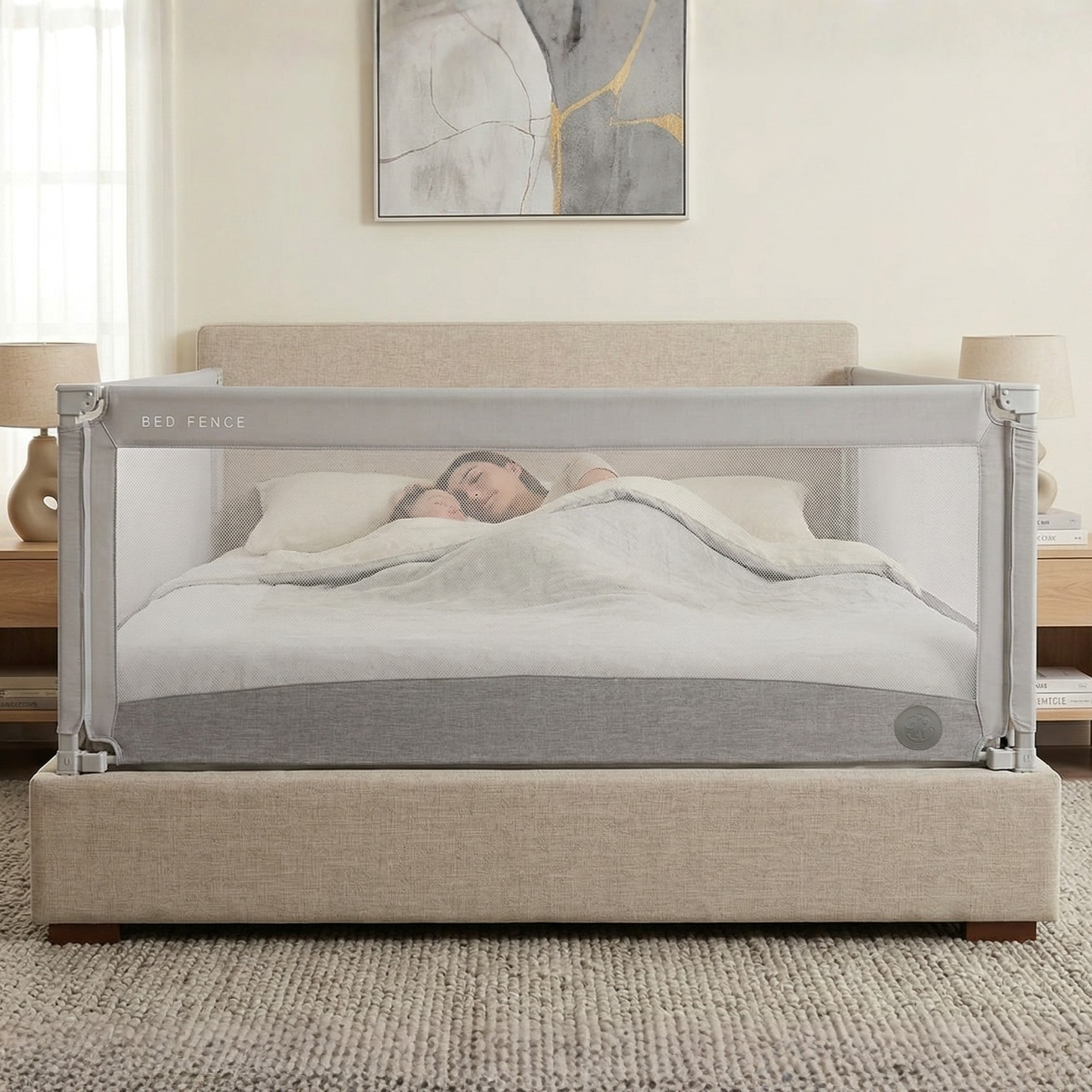 Bedhekje Monkey Mum® Economy - lichtgrijs - uitgepakt