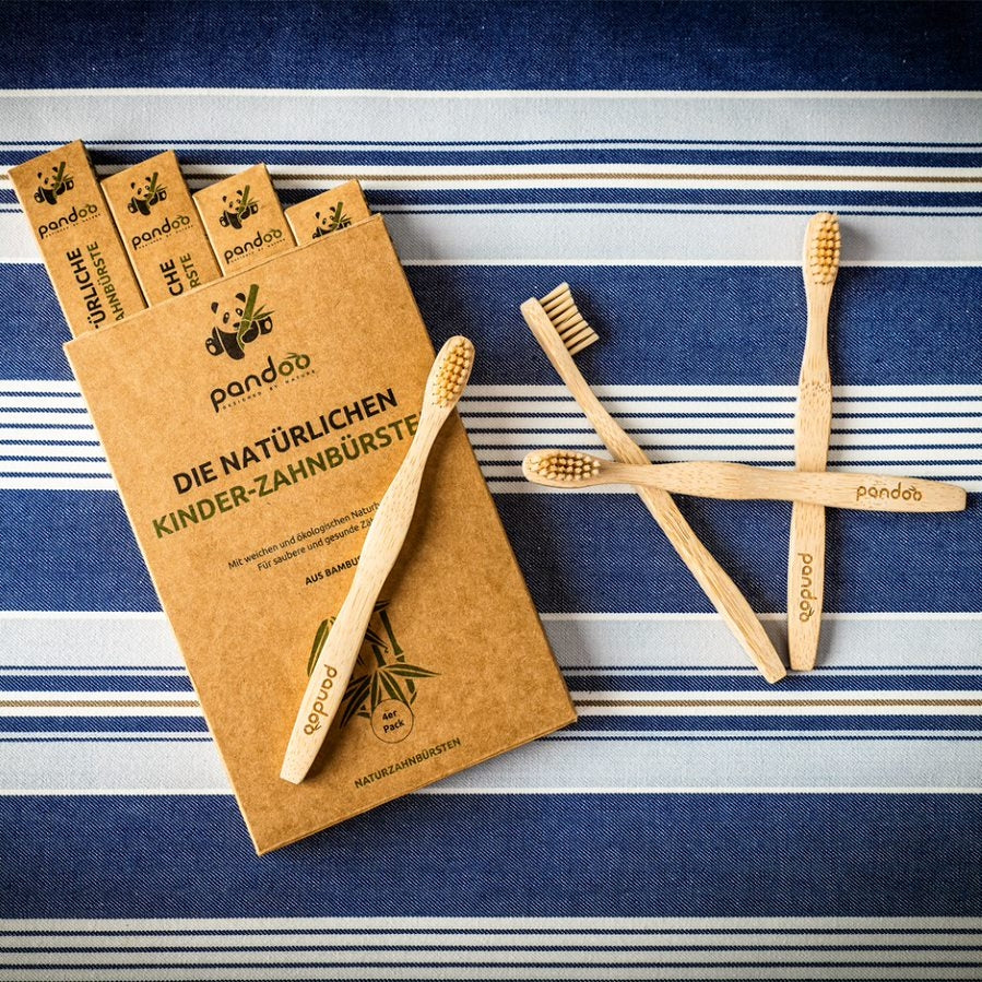 Bamboe tandenborstel voor kinderen Medium Soft - 4 stuks
