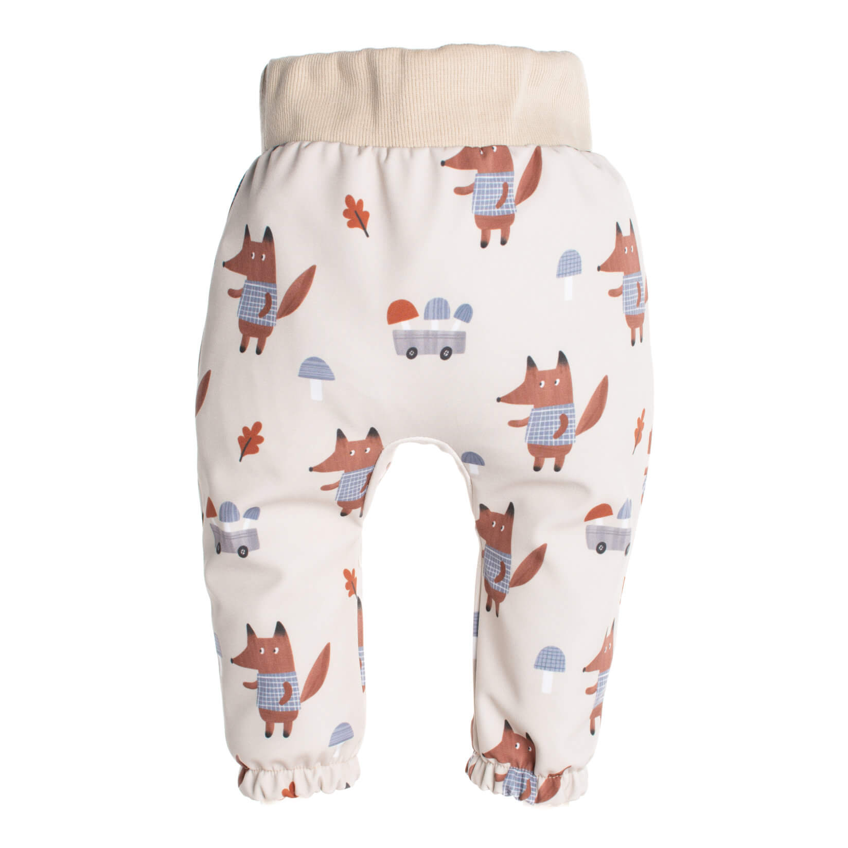 Kinder-softshellbroek met membraan Monkey Mum® - Vossen op paddenstoelen