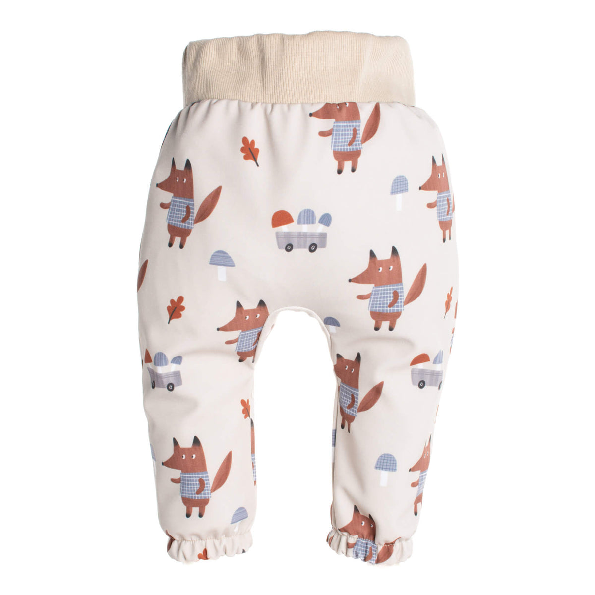 Kinder-softshellbroek met membraan Monkey Mum® - Vossen op paddenstoelen