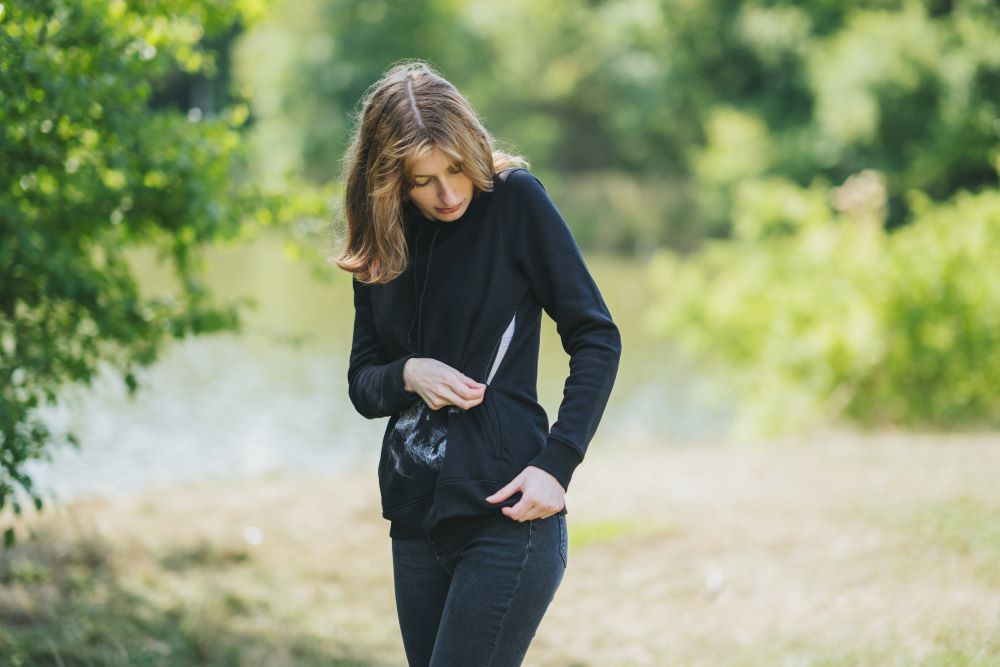 Borstvoedingshoodie Monkey Mum® zwart - aapje