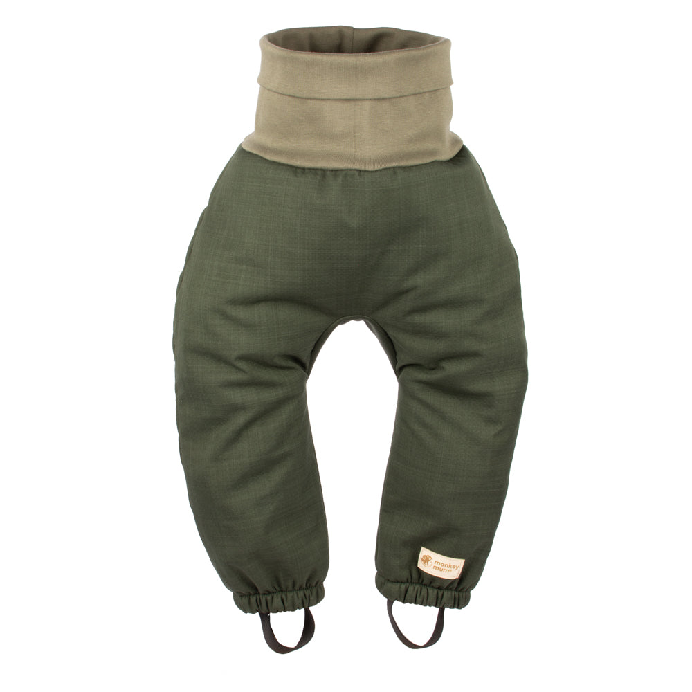 Meegroeiende kinder-winter-softshellbroek met teddyfleece Monkey Mum® - Khaki boswachtertje