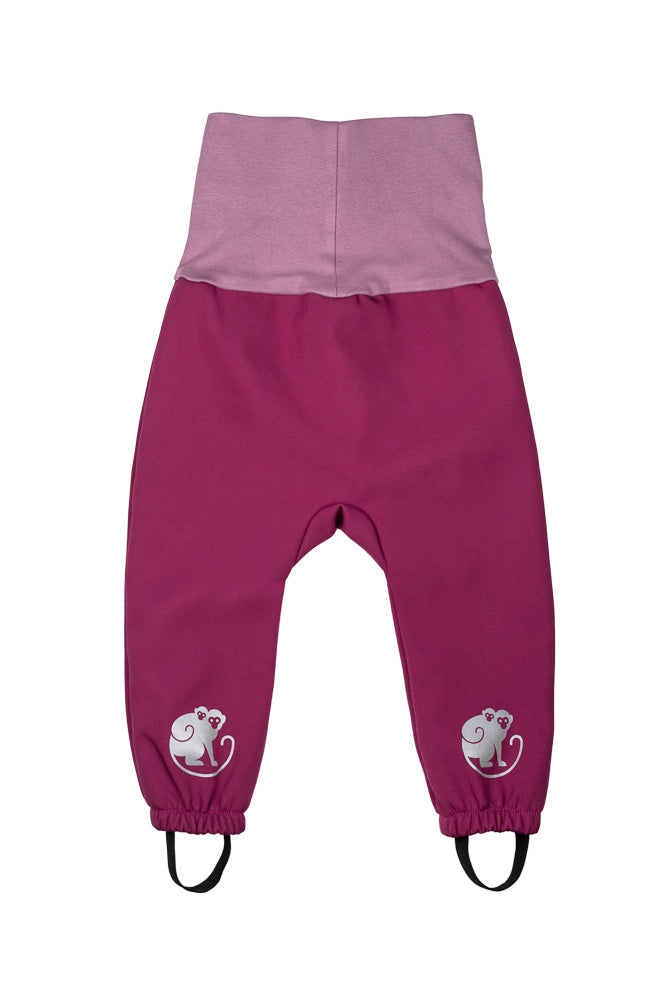 Meegroeiende softshellbroek voor kinderen met membraan Monkey Mum® - Sappige framboos