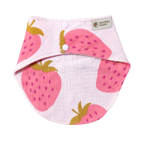 Mousseline slabbetje Monkey Mum® - Aardbei