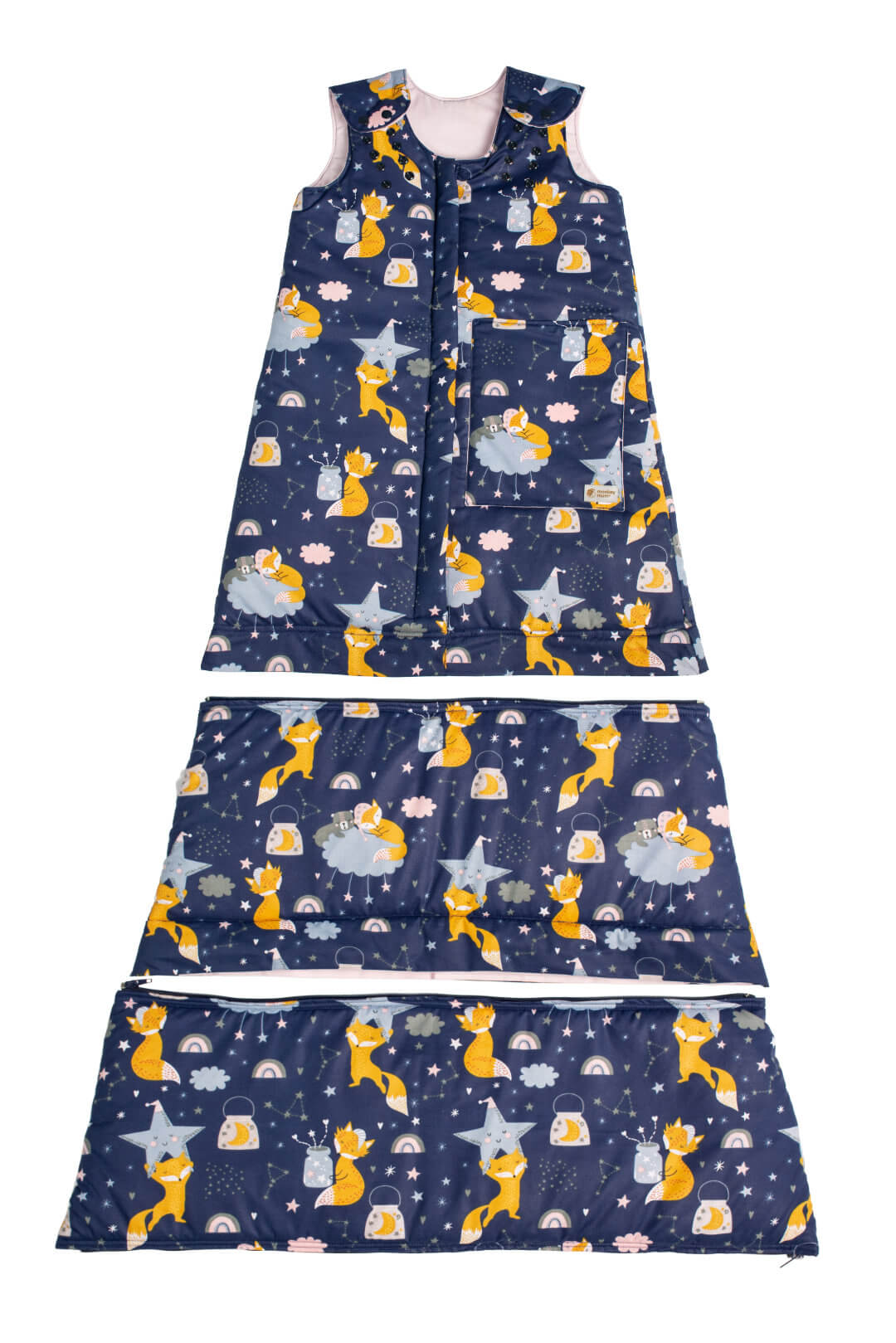 Winterse meegroei-slaapzak Monkey Mum® 0 - 4 jaar - set - Dromen met de vos