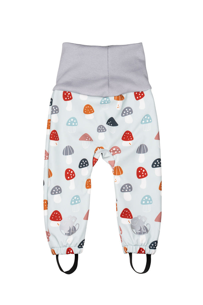 Meegroeiende softshellbroek voor kinderen met membraan Monkey Mum® - Veelkleurige vliegenzwammen