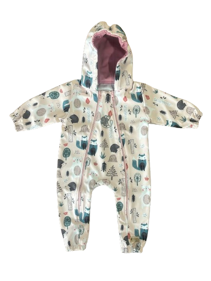 Monkey Mum® Softshelloverall met membraan – Dagdieren - maat 62/68, 74/80