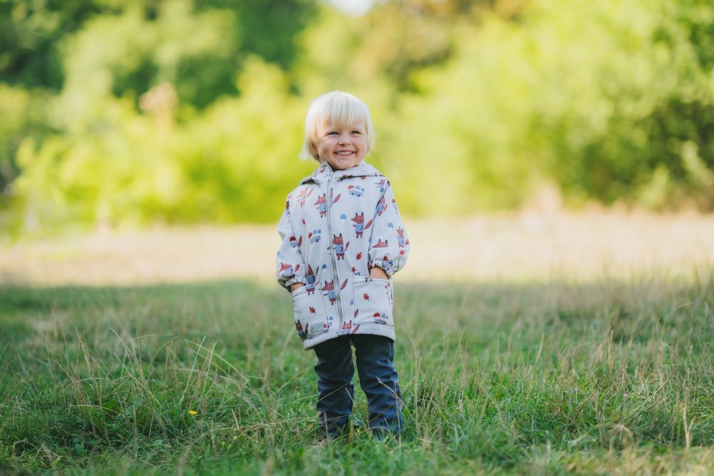 Kinder softshelljas met membraan Monkey Mum® - Vossen op paddenstoelen