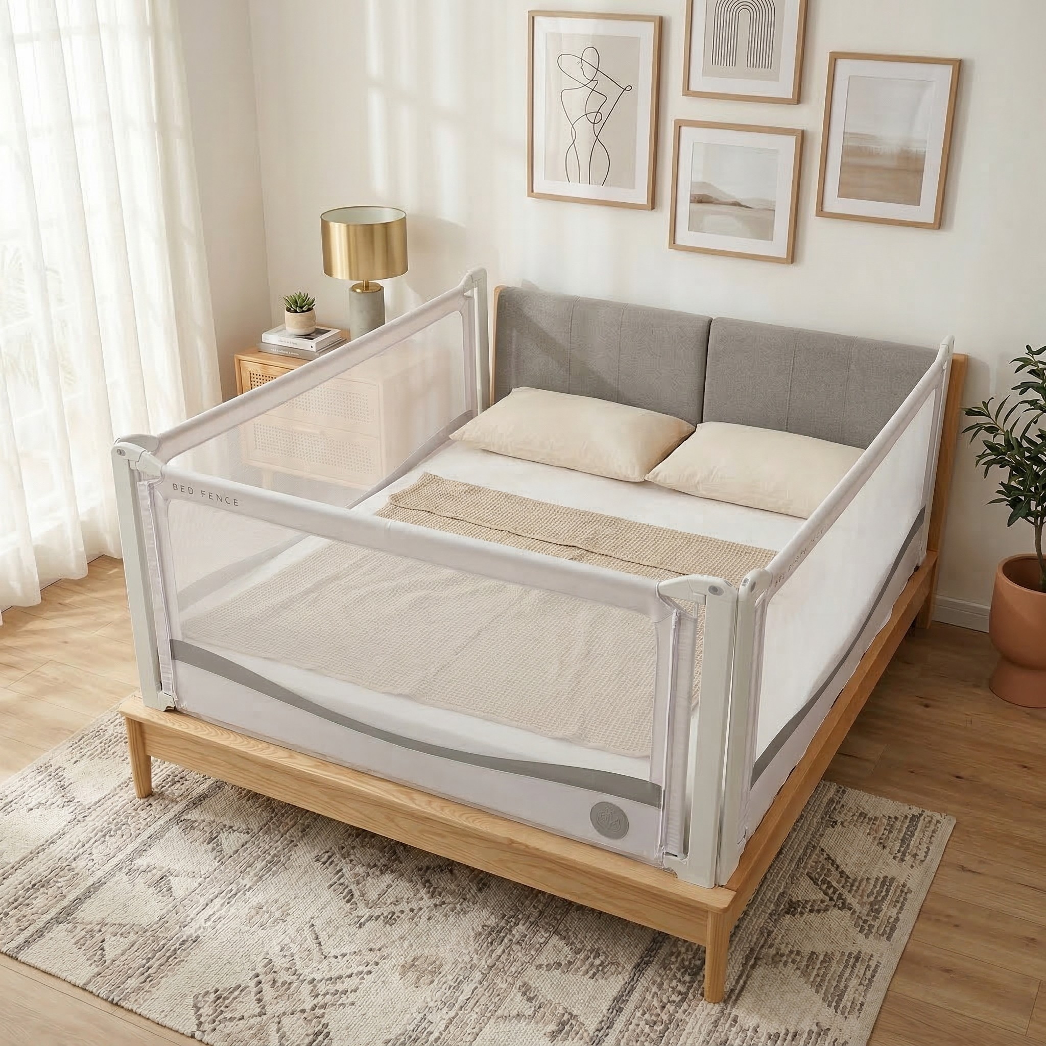Bedhekje Monkey Mum® Premium - lichtgrijs - uitverkoop