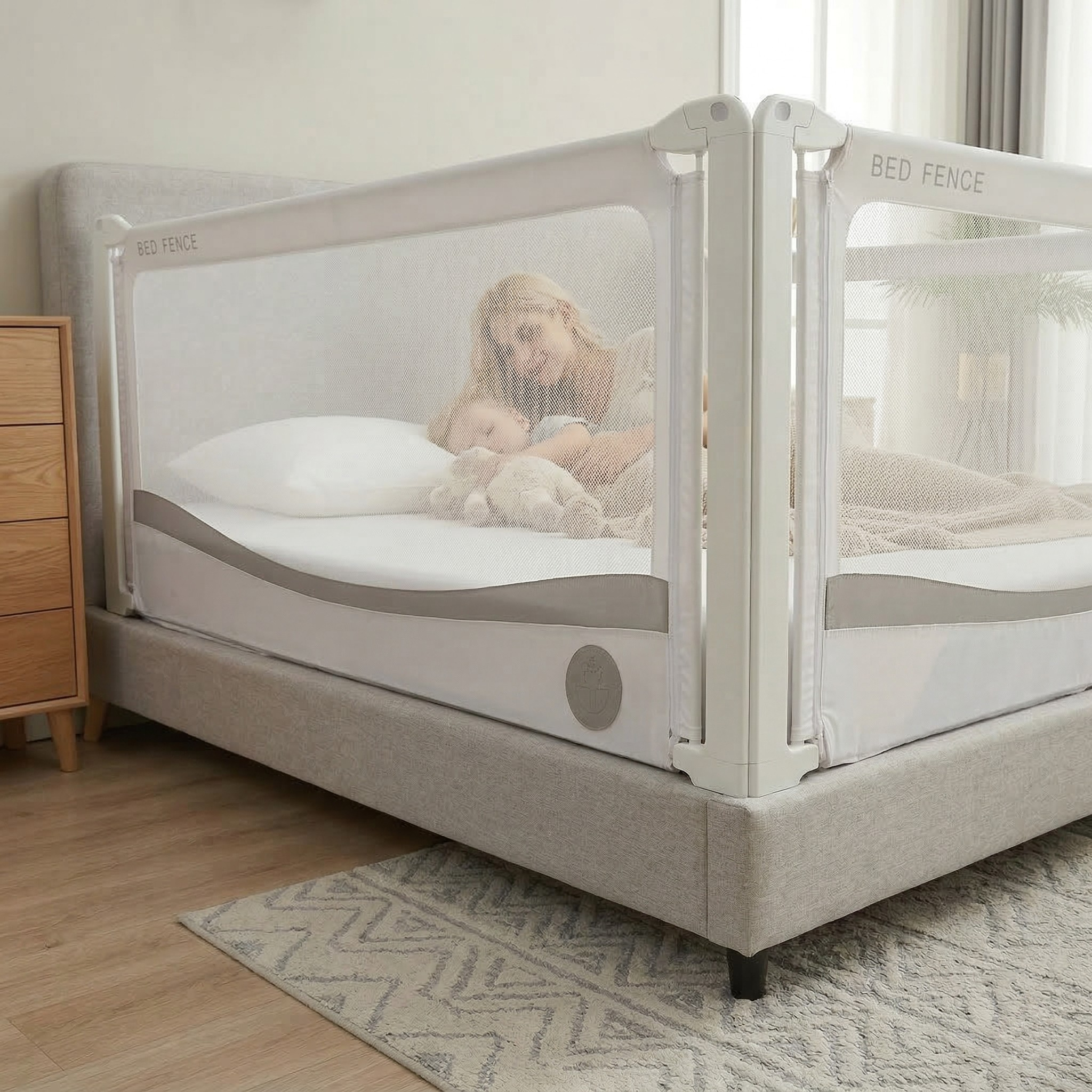 Bedhekje Monkey Mum® Premium - lichtgrijs - uitgepakt