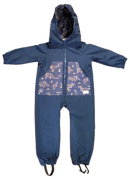 Monkey Mum® Softshelloverall met membraan – Dinosaurussenhemel - maat 98/104, 110/116