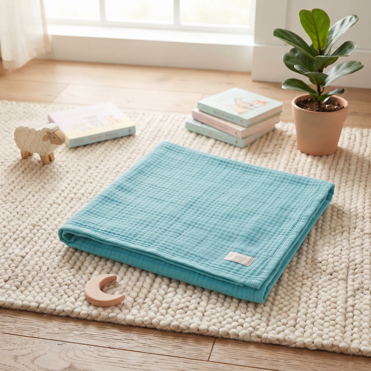 Mousseline luier Monkey Mum® - Muntgroen