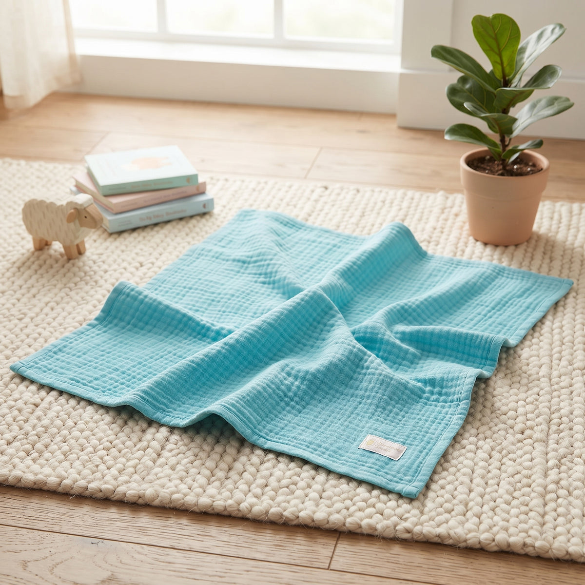 Mousseline luier Monkey Mum® - Muntgroen