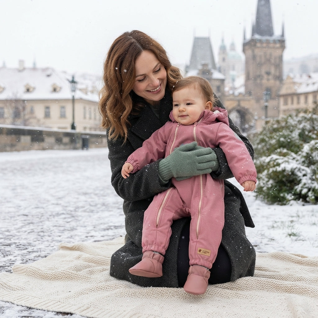 Monkey Mum® Kinder-winter-softshellpak met teddyfleece - Roze schaapje - maat 62/68, 74/80