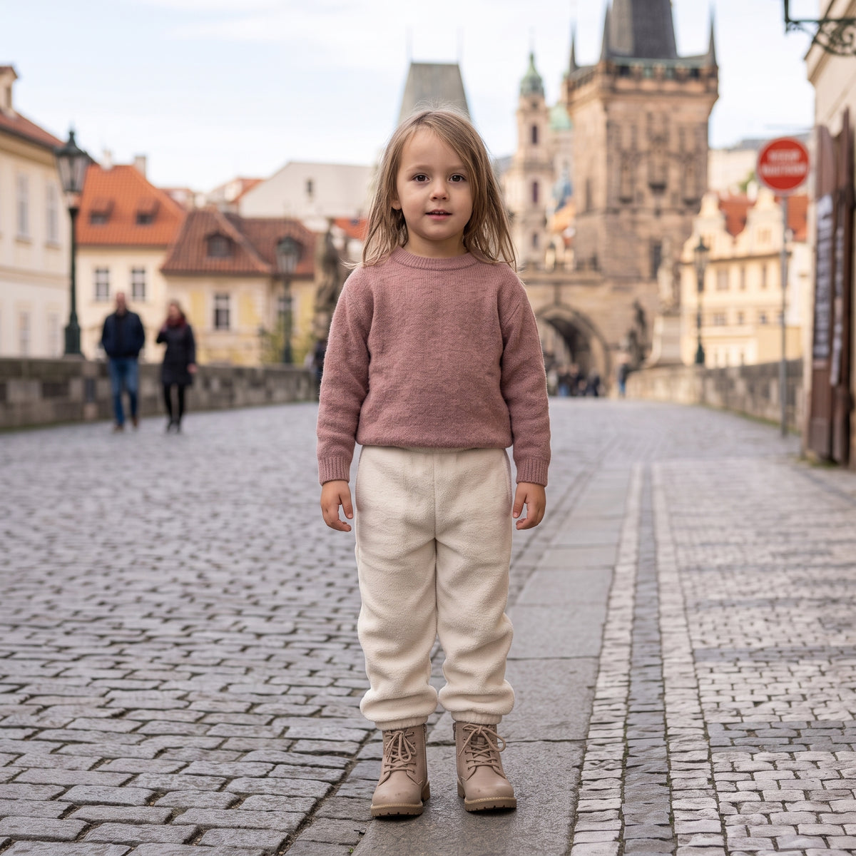 Monkey Mum® Fleecesweatbroek - Beige