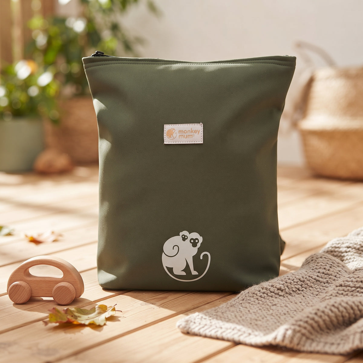 Kinder softshell rugzak Monkey Mum®  - Donkergroen