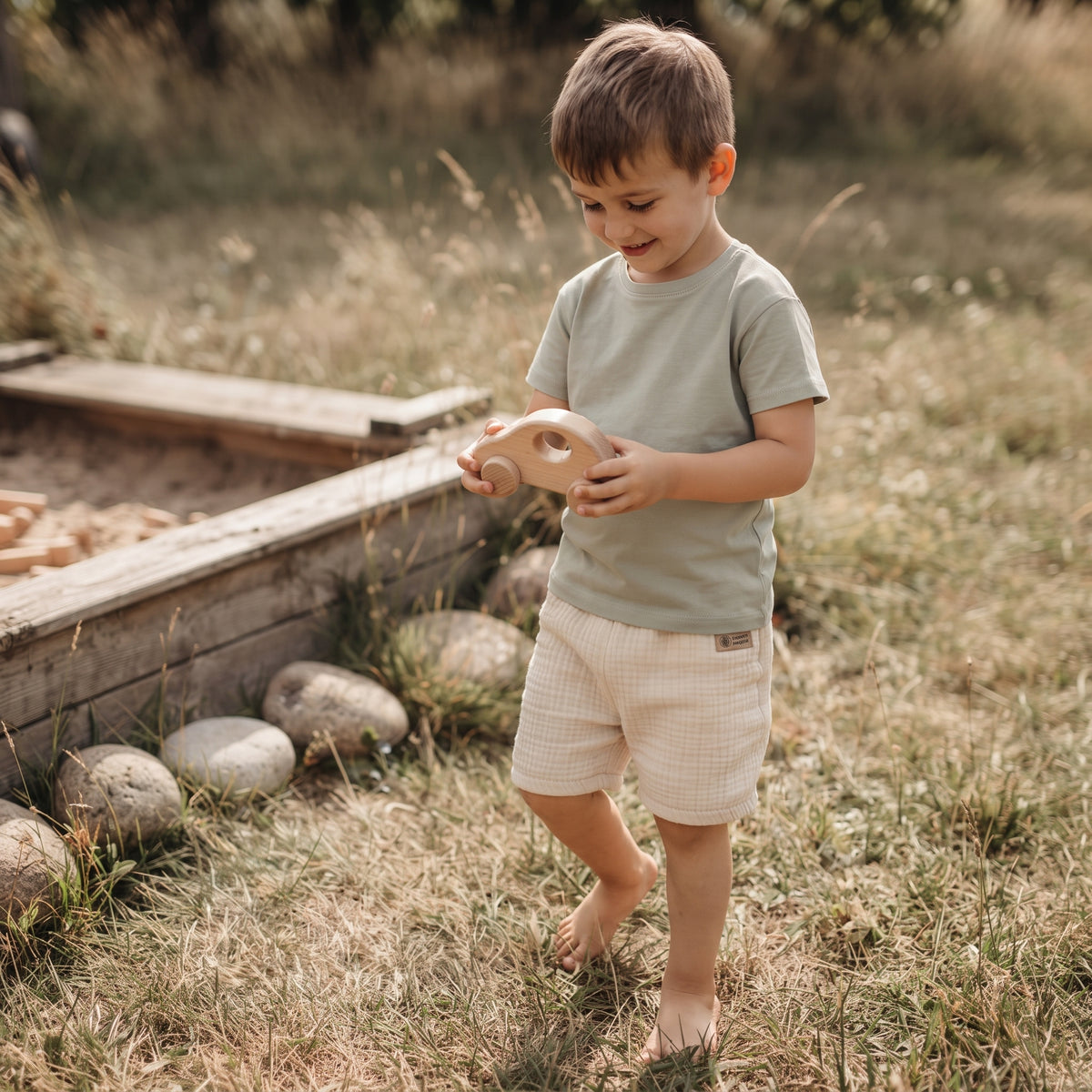 Mousseline shortje Monkey Mum® - Beige