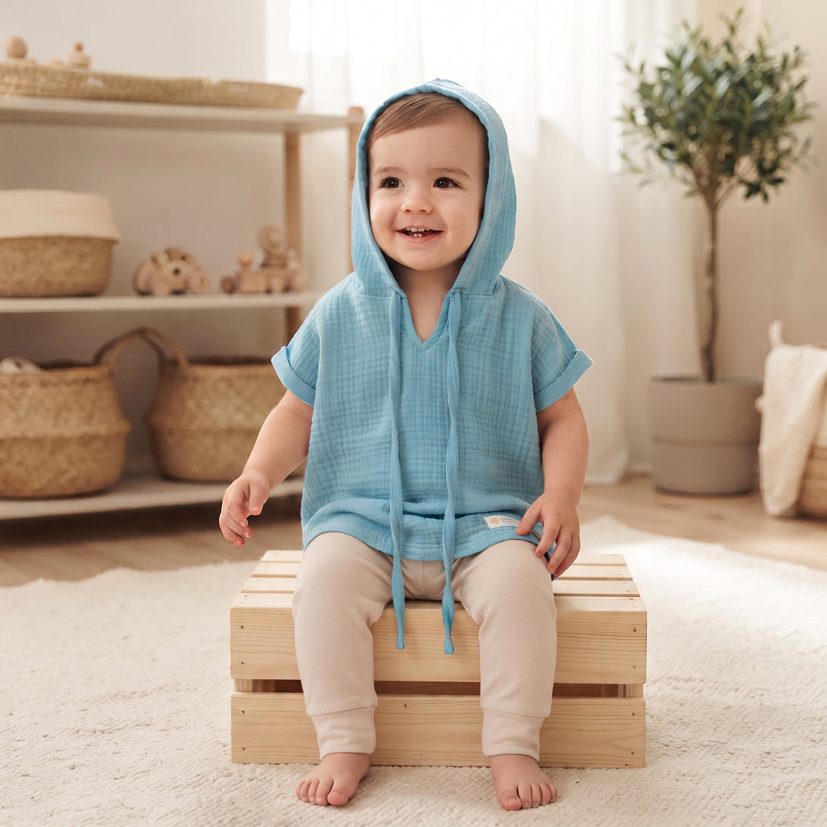Mousseline hoodie Monkey Mum® - Muntgroen