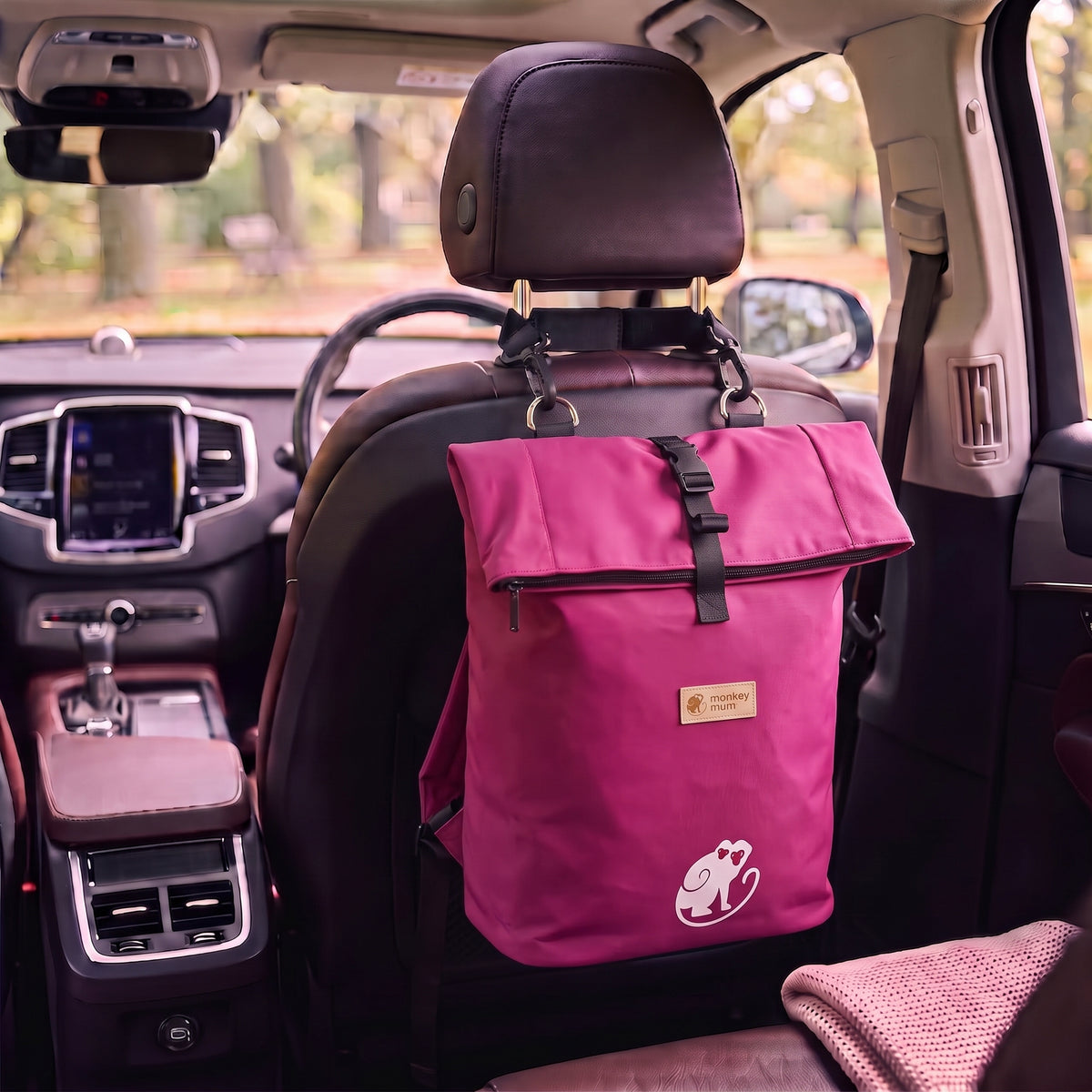 Monkey Mum® Softshell rugzak voor kinderwagen – Sappige framboos