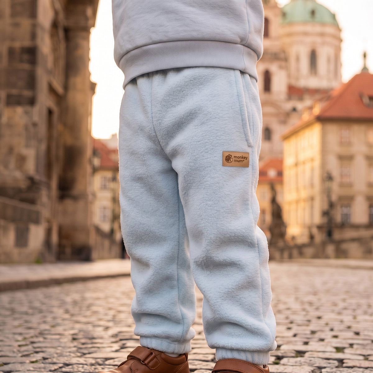 Monkey Mum® Fleecesweatbroek - Lichtblauw