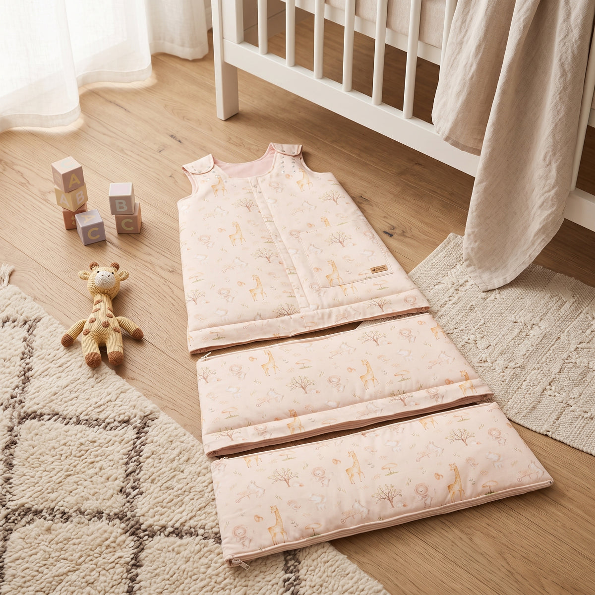 Winterse meegroei-slaapzak Monkey Mum® 0 - 4 jaar - set - Lente met diertjes