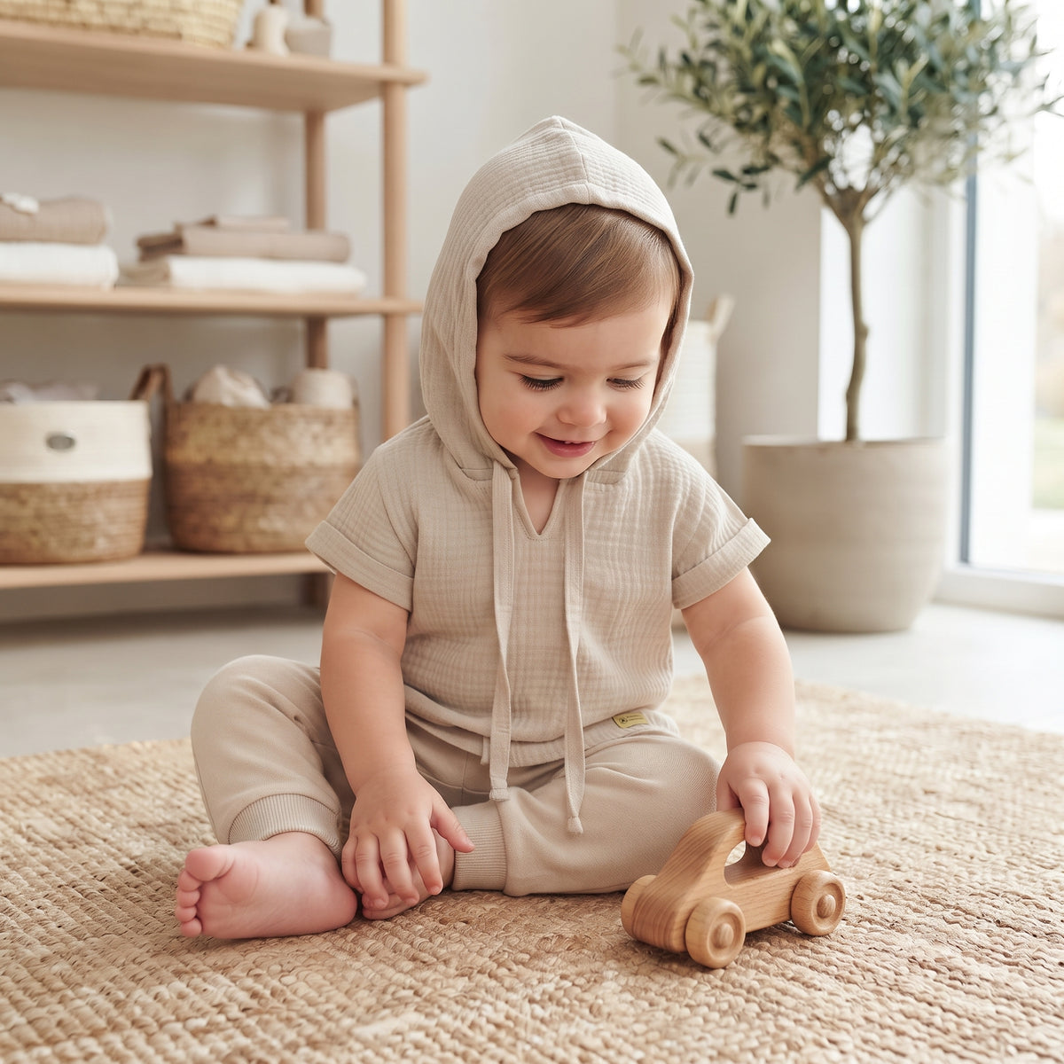 Mousseline hoodie Monkey Mum® - Beige