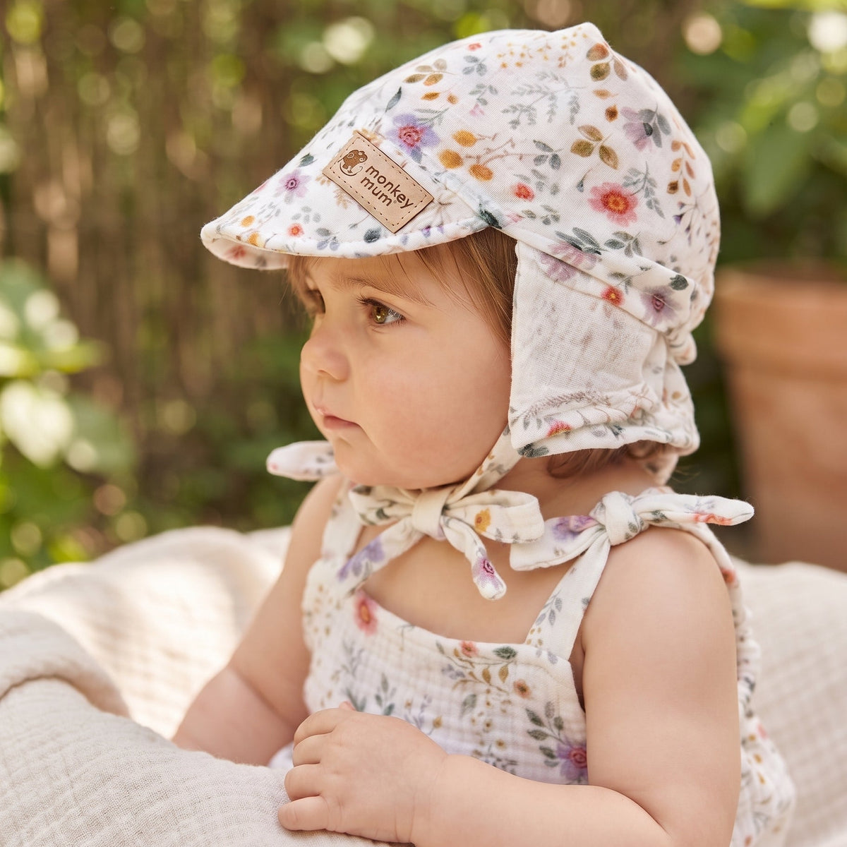 Mousseline sjaaltje met klep Monkey Mum® - Bloeiende weide