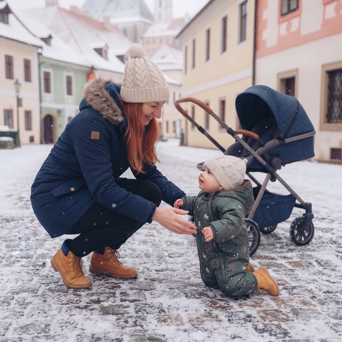 Monkey Mum® Kinder winter-softshelloverall met teddyvoering - Khaki jager met beer - maat 62/68, 74/80