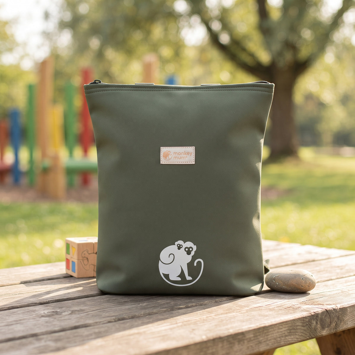 Kinder softshell rugzak Monkey Mum®  - Donkergroen