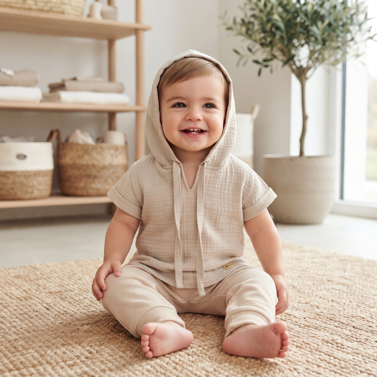 Mousseline hoodie Monkey Mum® - Beige