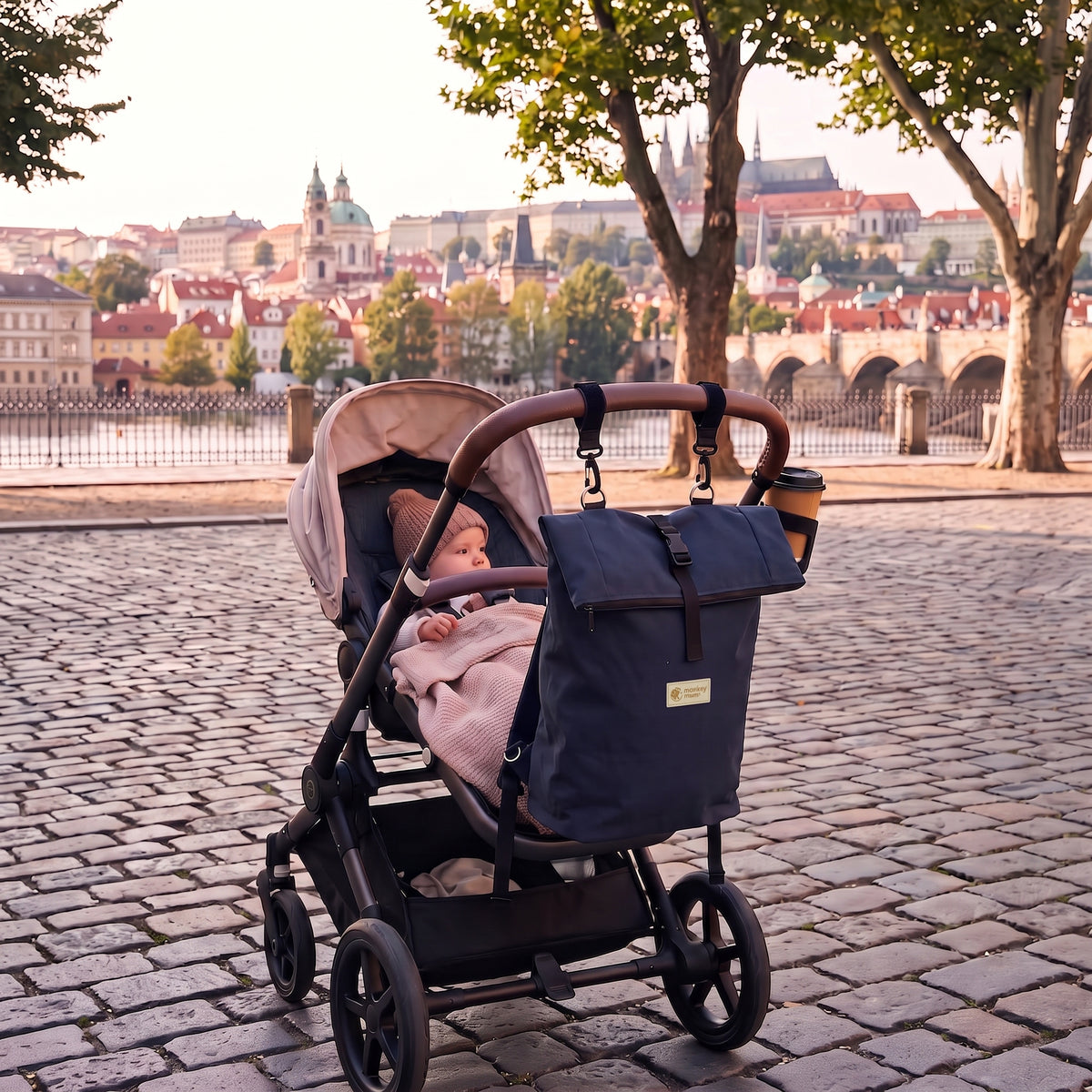 Monkey Mum® Softshell rugzak voor kinderwagen – Nachtelijke hemel