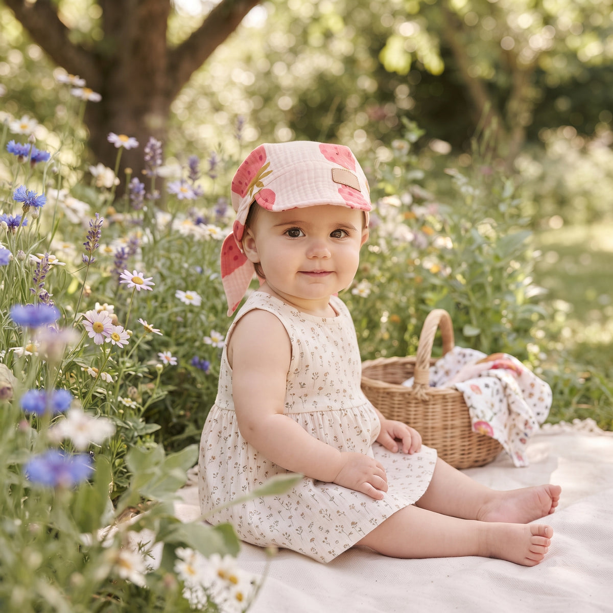 Mousseline sjaaltje met klep Monkey Mum® - Aardbei