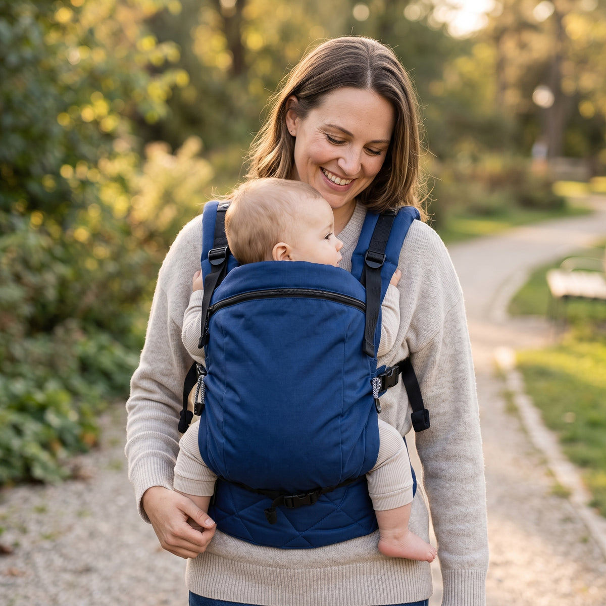 Monkey Mum® Ergonomische meegroei-draagzak Carrie - Marineblauw